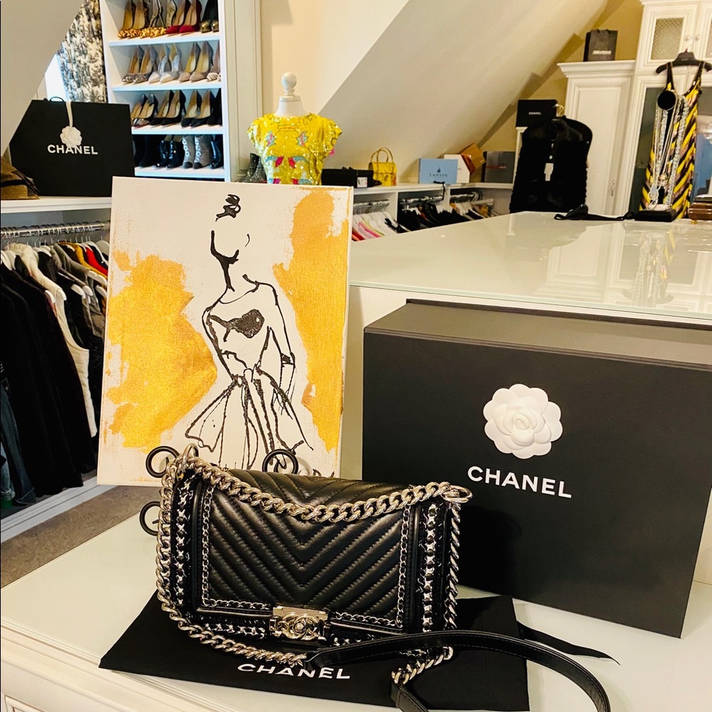 💔SOLD💔CHANEL Jacket Chevron Tweed Medium Boy Bag